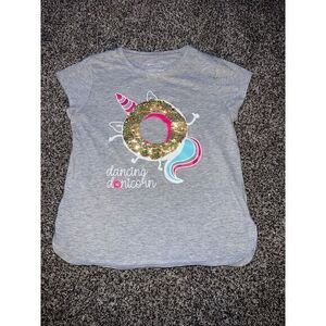 Members Mark Girls Gray Tee " dancing donicorn"‎ Size 14/16